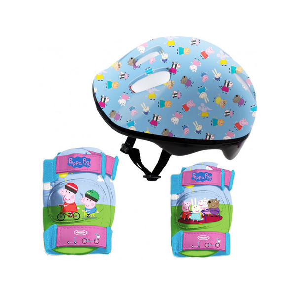 MOCHILA+CASCO+PROTECCIONES PEPPA PIG 