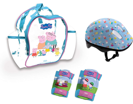 MOCHILA+CASCO+PROTECCIONES PEPPA PIG 