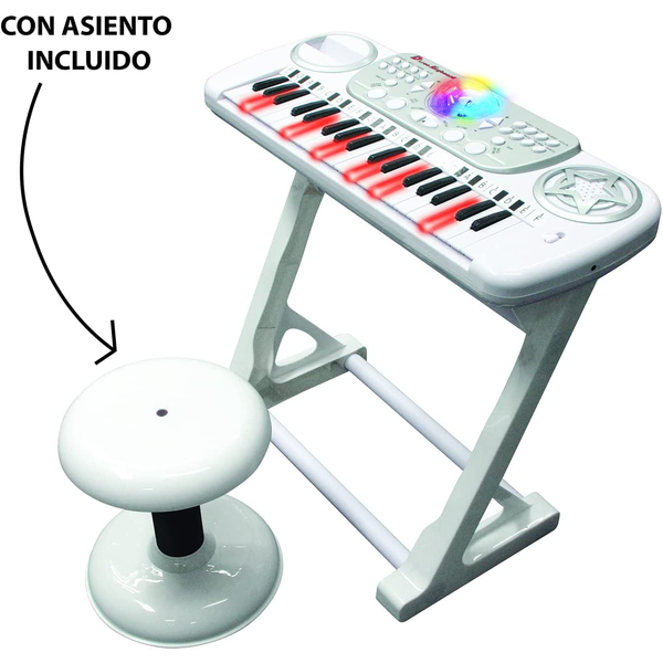 TECLADO ELECTRÓNICO DISCO CON TABURETE 